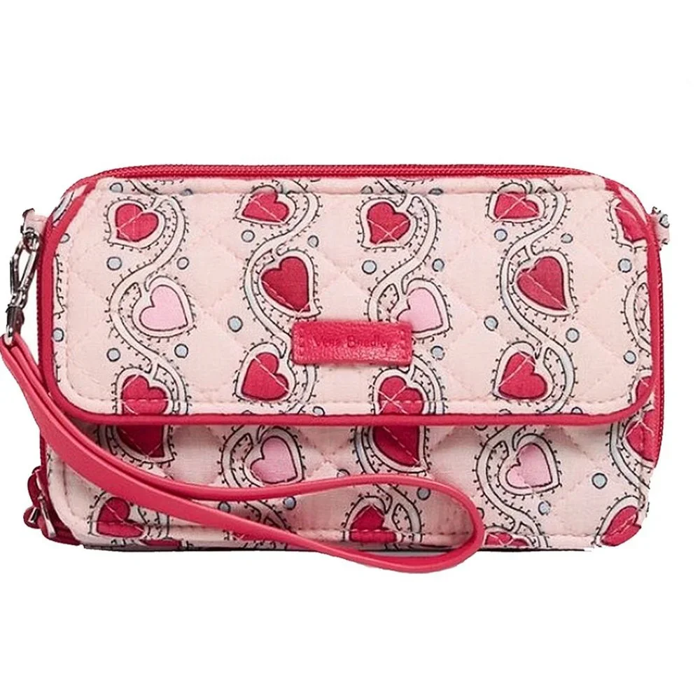 Vera Bradley Pink Heart Print Crossbody Wallet